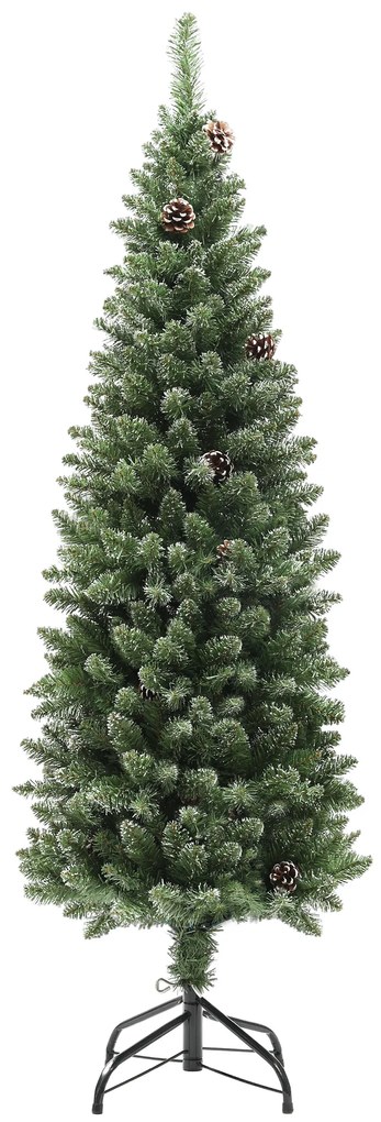 HOMCOM Brad de Crăciun Înzăpezit Înalt cu 395 Crengi, Brad Artificial de Crăciun cu Conuri și Bază, Ø54 x 150 cm, Verde | Aosom Romania