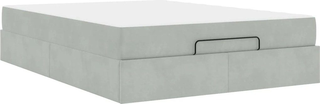 vidaXL Cadru de pat cu saltea cu saltea 2 pcs Gri deschis Catifea
