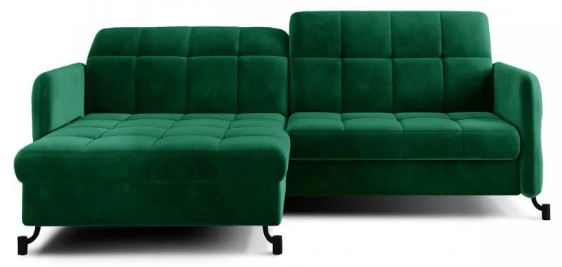 Canapea extensibila cu spatiu pentru depozitare, 225x105x160 cm, Lorelle L02, Eltap (Culoare: Verde inchis / Monolith 37)