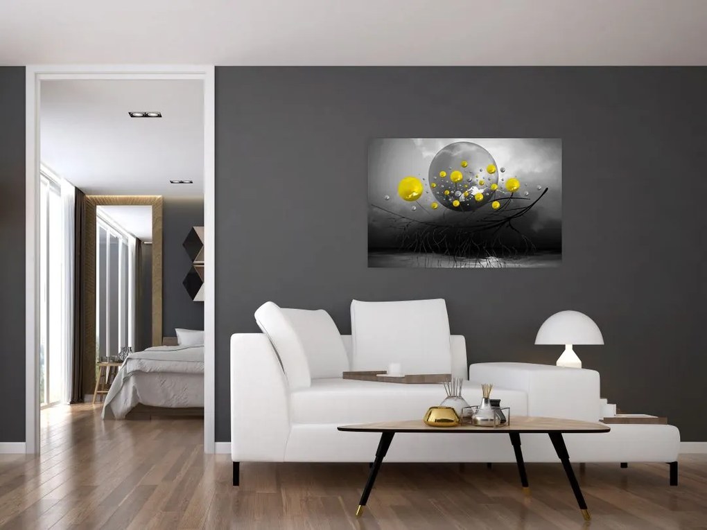 Tabloul - bile abstracte galbene (90x60 cm)