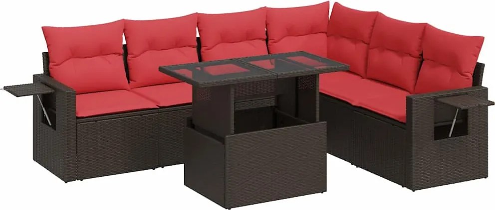 vidaXL Set canapele grădină cu perne 7 piese maro poliratan/lemn acacia