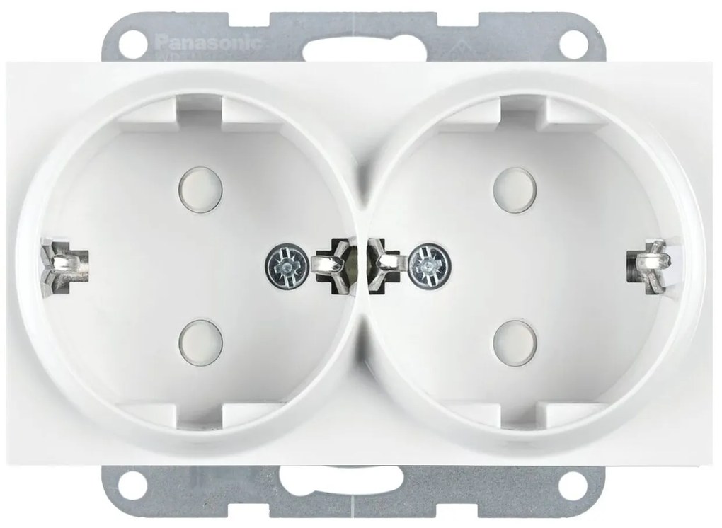 Priza dubla cu impamantare, protectie copii, 16A, IP20, Alb, Panasonic Karre Plus 55