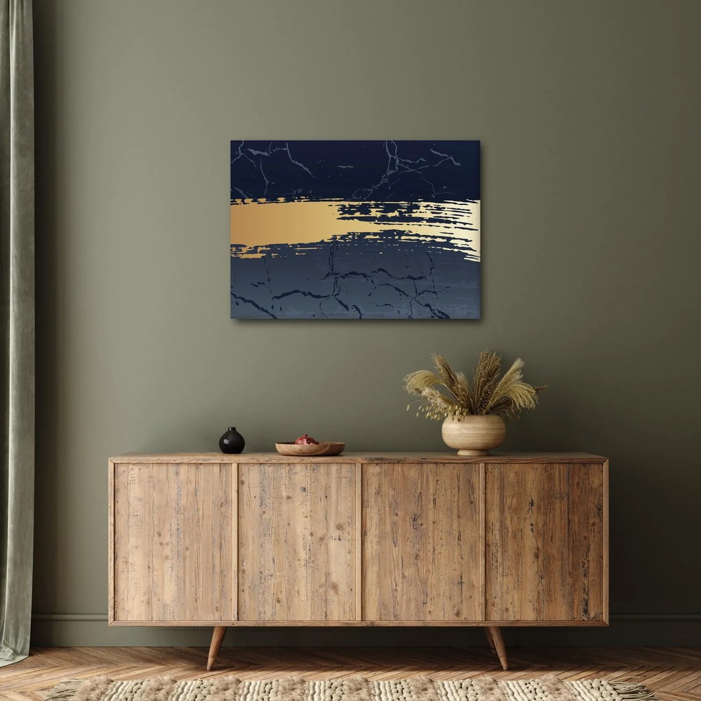 Tablou - Albastru și aur abstracție N⁰2 (70x50 cm)