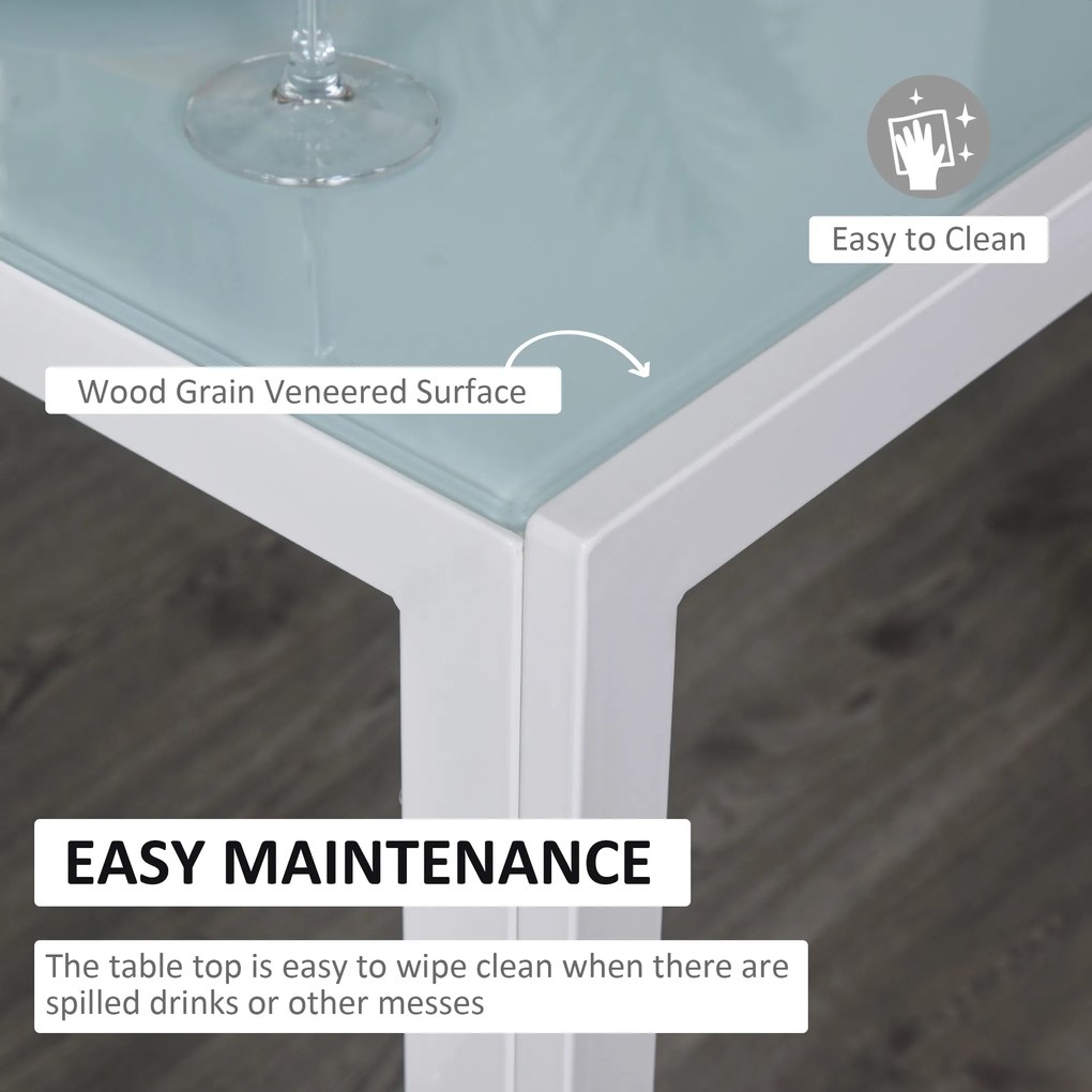 HOMCOM Set Masa pentru 4 Persoane cu 4 Scaune Tapițate, Design Modern și Elegant, Ideal pentru Dining, Alb | Aosom Romania