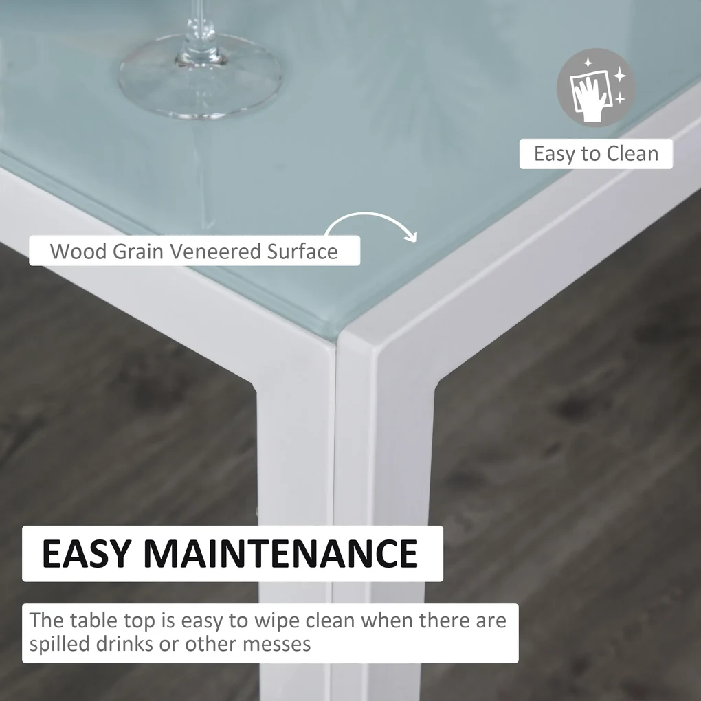 HOMCOM Set Masa pentru 4 Persoane cu 4 Scaune Tapițate, Design Modern și Elegant, Ideal pentru Dining, Alb | Aosom Romania