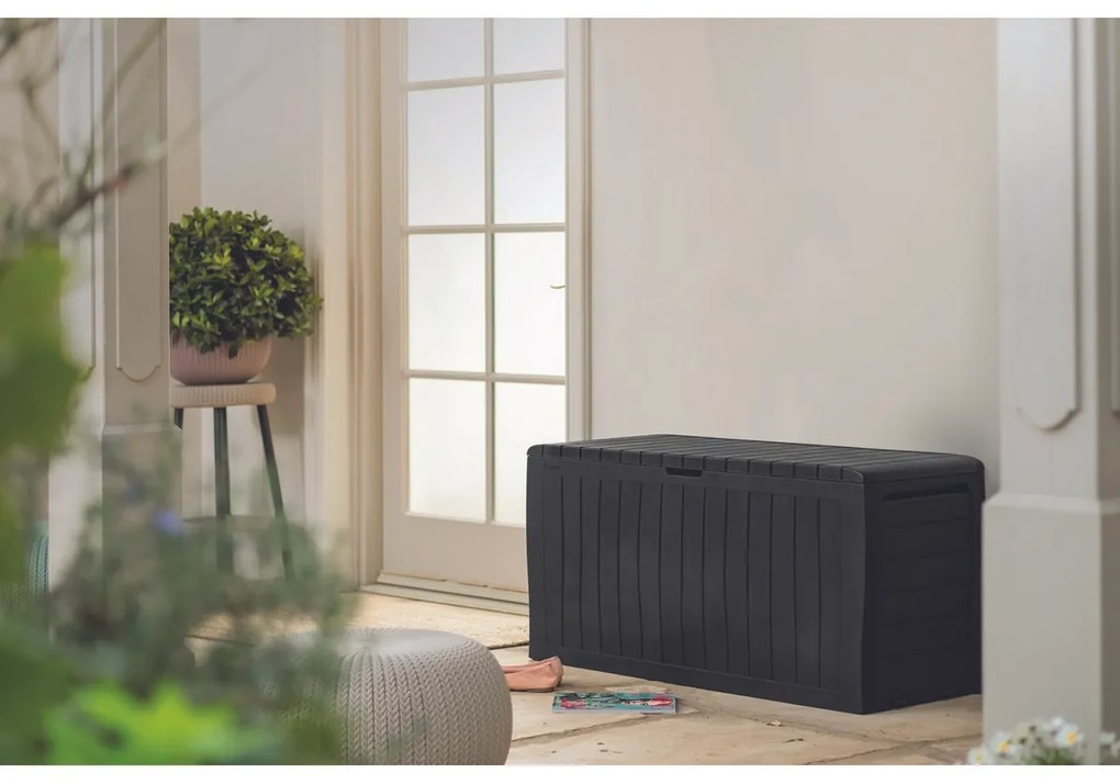 Keter Cutie de depozitare pentru grădină cu scaunMarvel plus antracit, 270 l, 116 x 57 x 45 cm