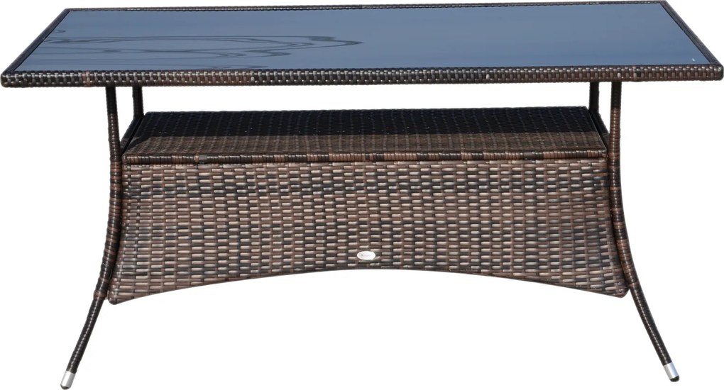 Outsunnt Masuta e Gradina in PE Rattan cu Raft Inferior,Maro,150x85x74cm