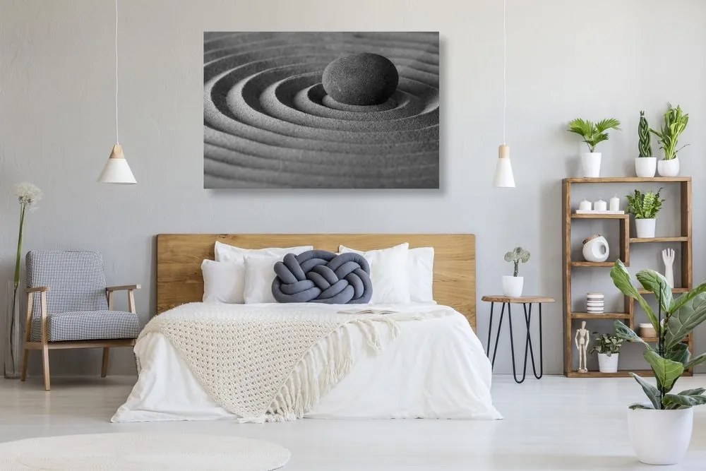 Tablou piatră relaxantă în design alb-negru