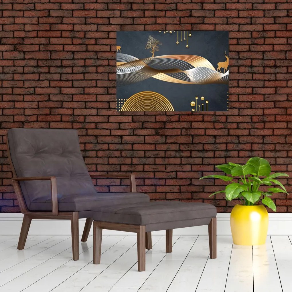 Tablou pe sticlă - Cerb, grafică (70x50 cm)