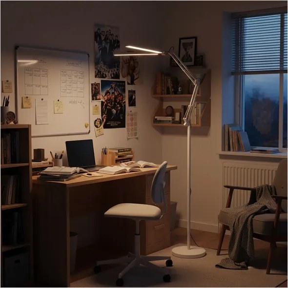 Brilagi - Lampă de podea flexibilă VARIO LED reglabilă, 14W/230V, 157 cm, albă