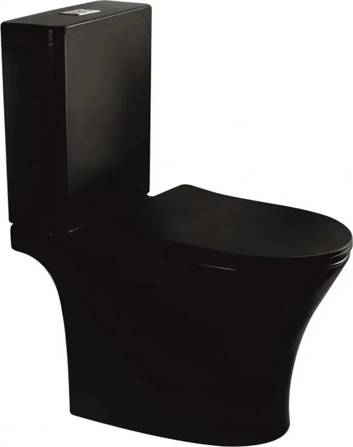 Set vas WC pe pardoseala Inter Ceramic Rimless negru cu rezervor si capac softclose