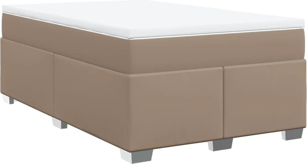 vidaXL Pat box spring cu saltea, cappuccino, 120x190cm piele ecologică