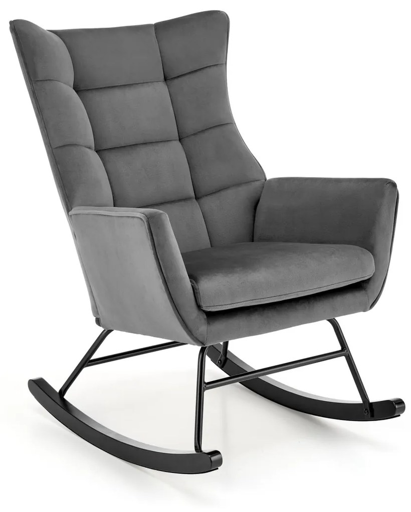 Fotoliu tip balansoar Bazalto velvet gri H92 cm