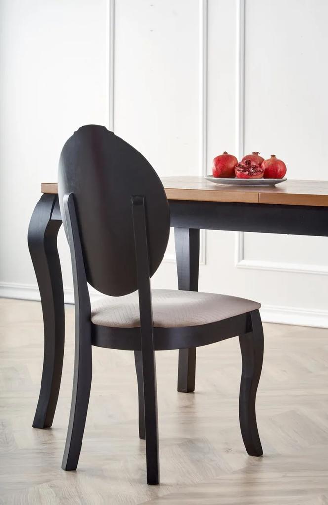 Set masa extensibila Windsor stejar inchis/negru L160-240 cm + 4 scaune Velo bej/negru