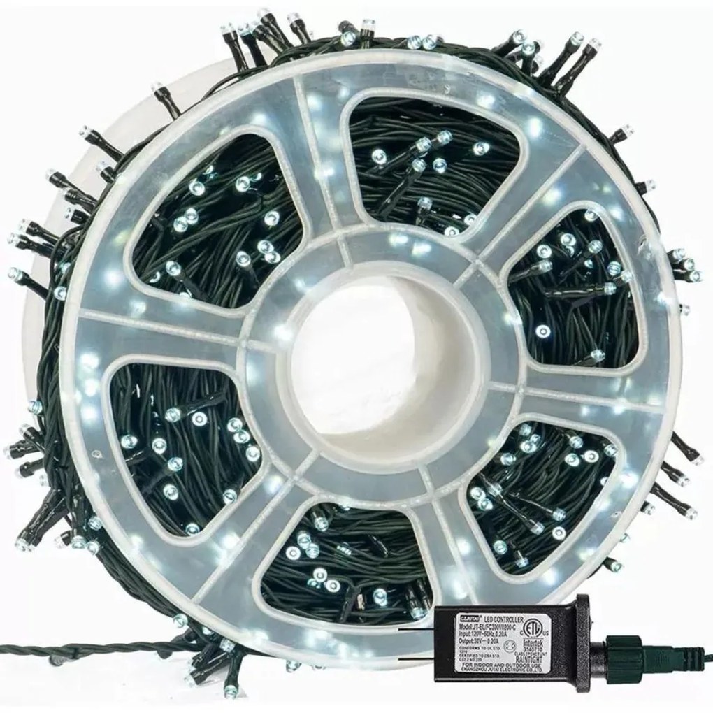 Instalatie de Craciun, rola bec diamant, alb rece, 150 metri