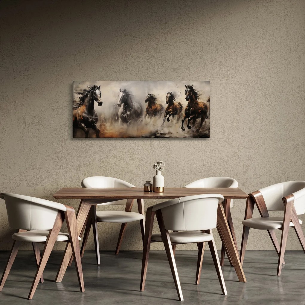 Tablou - Pictură în ulei de cai (120x50 cm)