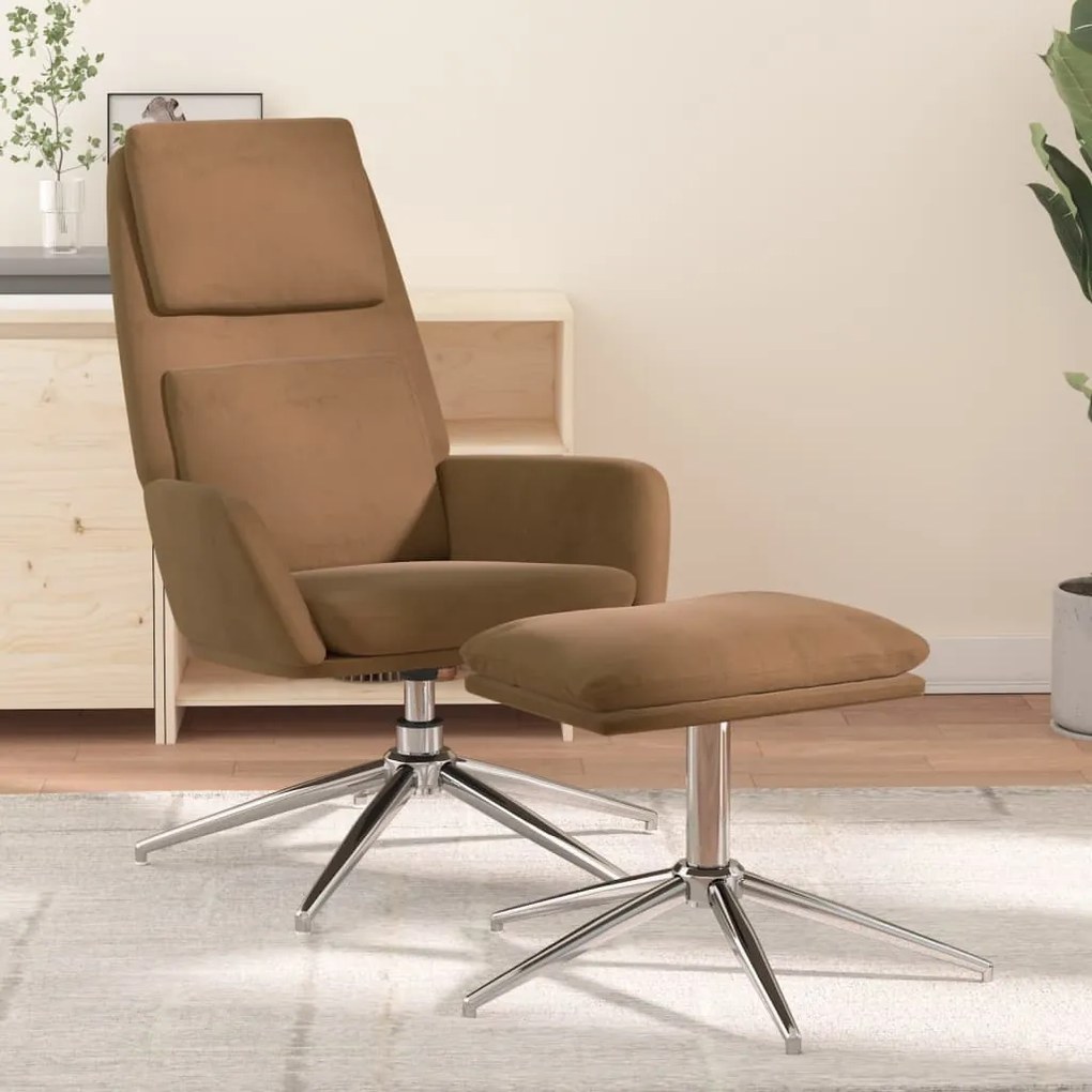 3097780 vidaXL Scaun de relaxare cu taburet, gri taupe, microfibră