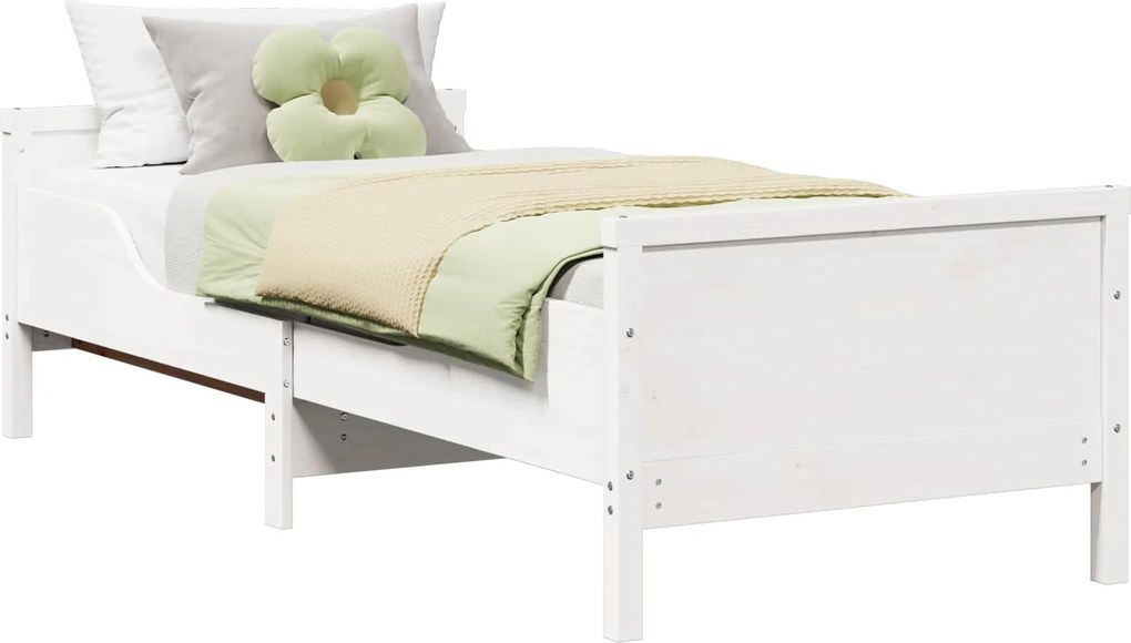 vidaXL Cadru de pat cu headboard Alb 80 x 200 cm Lemn compozit
