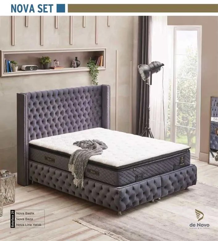 Pat tapitat cu saltea tapitata inclusa - nova (160x200)