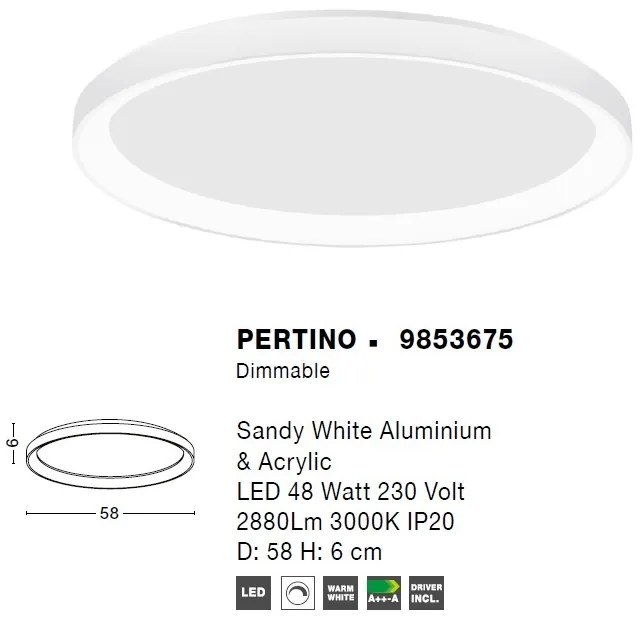Lustra LED moderna aplicata design slim 58cm PERTINO alba NVL-9853675