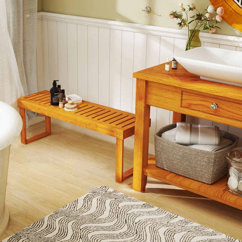 Outsunny Banc de gradina banc din lemn de pin 2 locuri banca de gradina sezut cu lamele 132 x 34 x 43 cm lemn natural | Aosom Romania