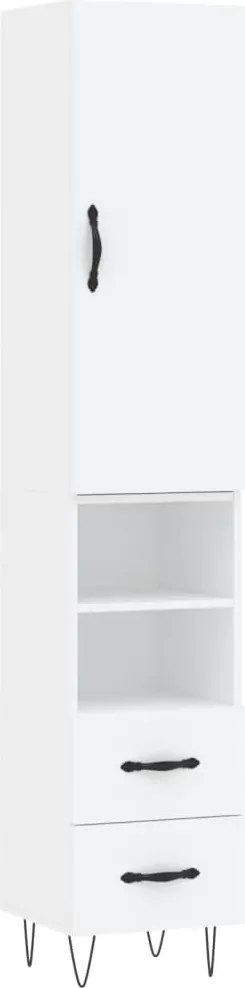 vidaXL Dulap înalt, alb, 34,5x34x180 cm, lemn prelucrat