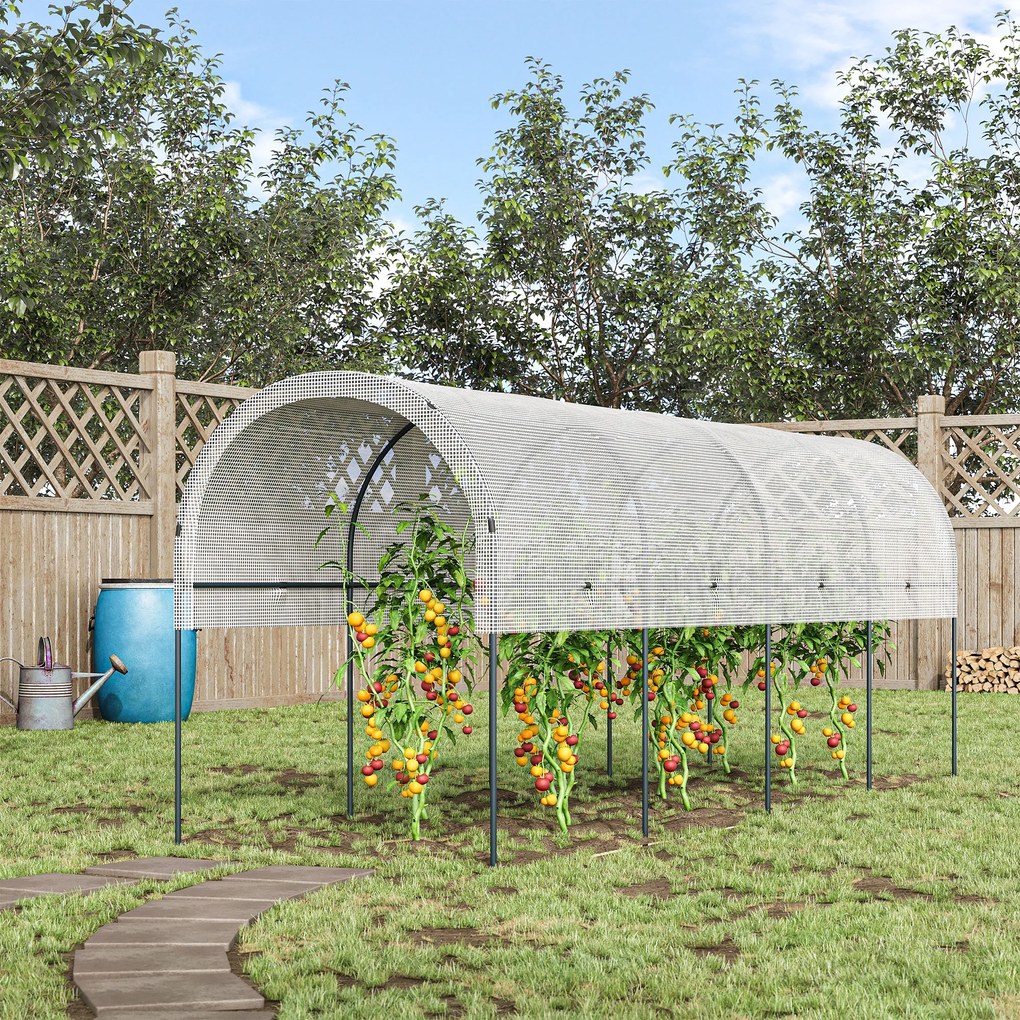 Outsunny Seră de grădină seră pentru roșii 4 x 1,20 x 1,70 m 5 arcade din oțel, pânză din PE | Aosom Romania