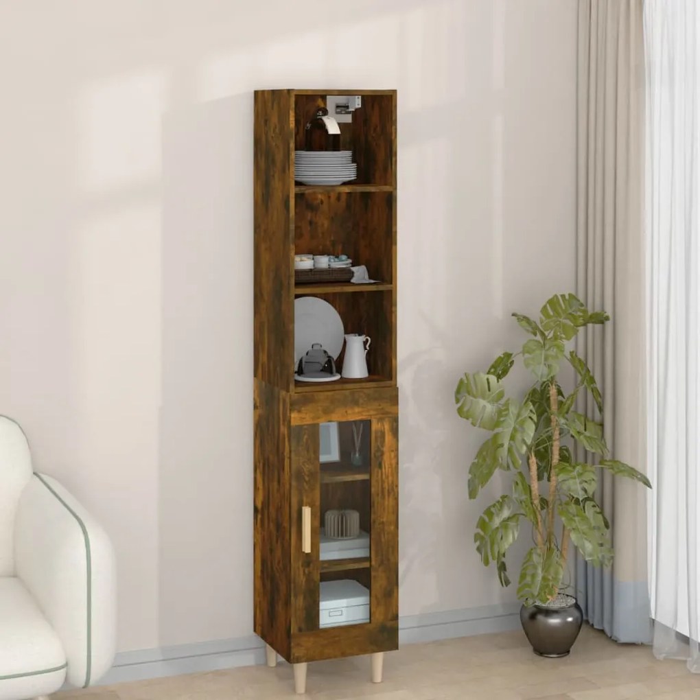 3115601 vidaXL Dulap înalt, stejar fumuriu, 34,5x34x180 cm, lemn prelucrat