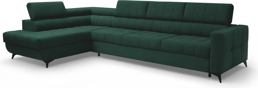 Colțar extensibil Nardo Maxi pe stânga - catifea verde Bluvel 78