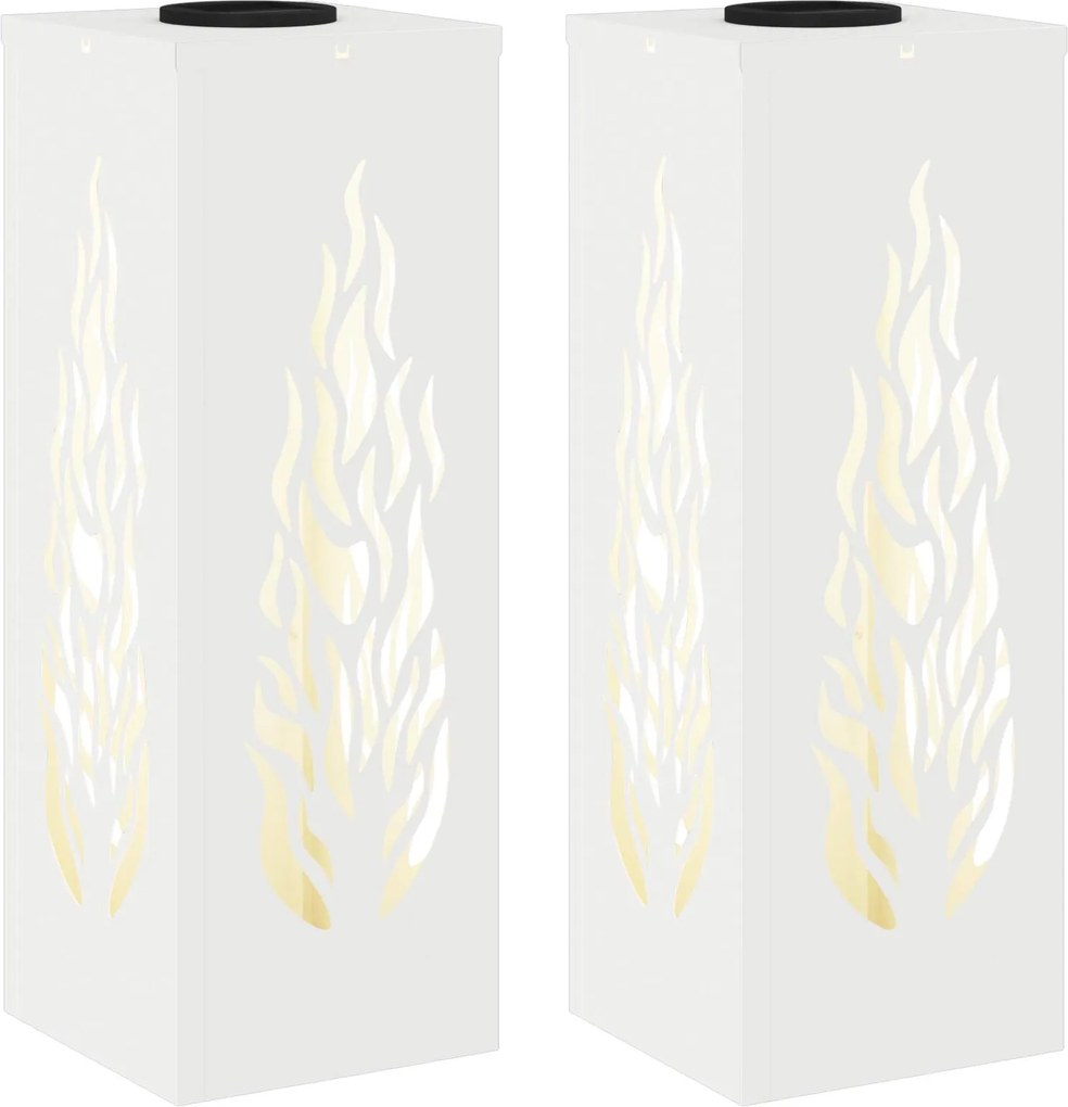 vidaXL Lumină LED Solară pentru Alei 2 pcs Alb Oțel laminat la rece