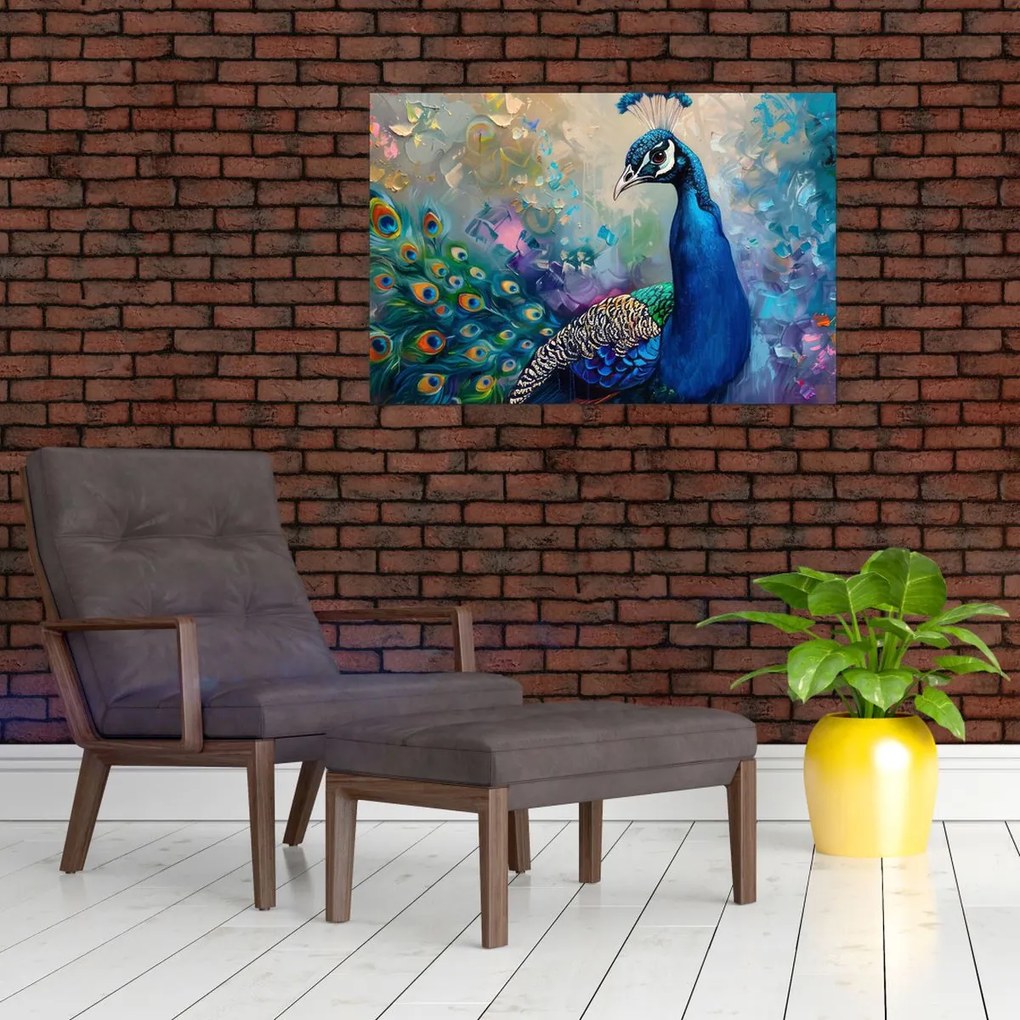 Tablou - Pictura de un păun (90x60 cm)