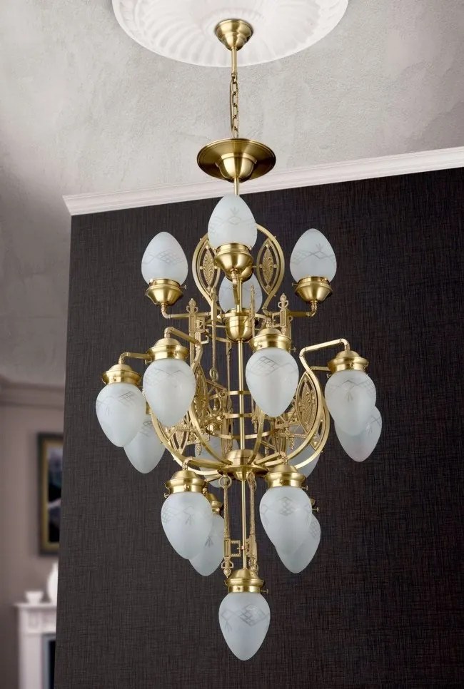 Candelabru cu 17 brate, elegant design LUX Budapest, bronz LU 1440/4+8+4+1 bronze/376 klar-matt OR