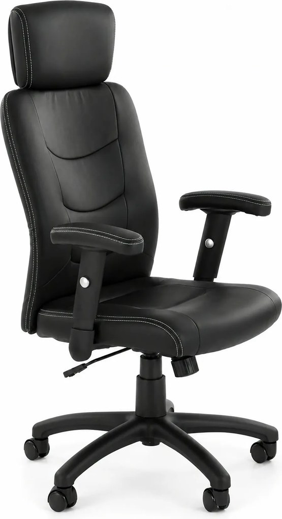 Scaun de birou STILO, negru, piele ecologica, 66x62x116/125 cm