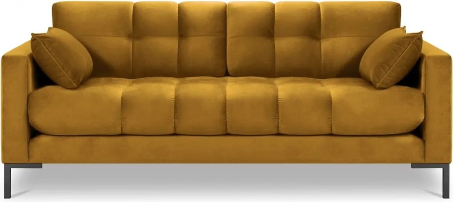 Canapea 2 locuri, Mamaia, Micadoni Home, BL, 152x92x75 cm, catifea, galben