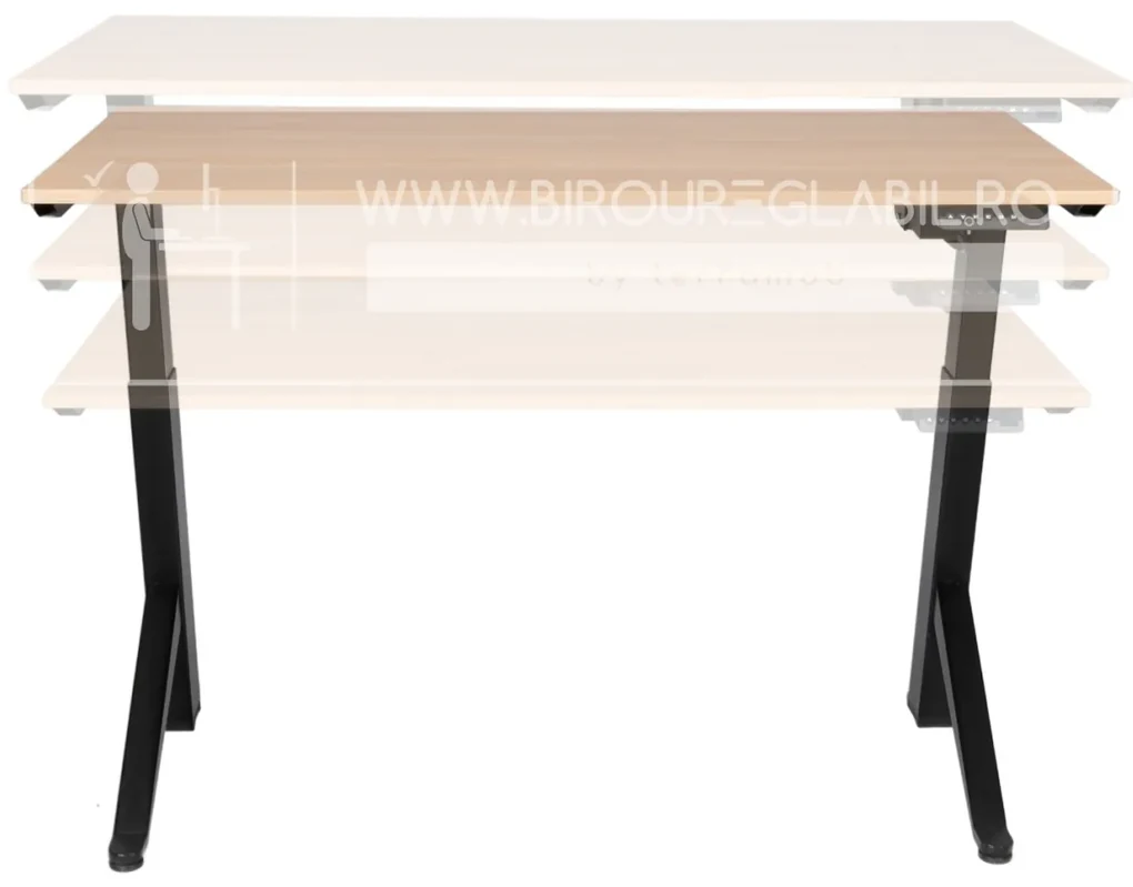 Birou reglabil electric TerrA2Y Black-cadru in Y / profil cadru negru (Dimensiune blat: 120x60 cm, Culoare blat: Stejar 18mm)