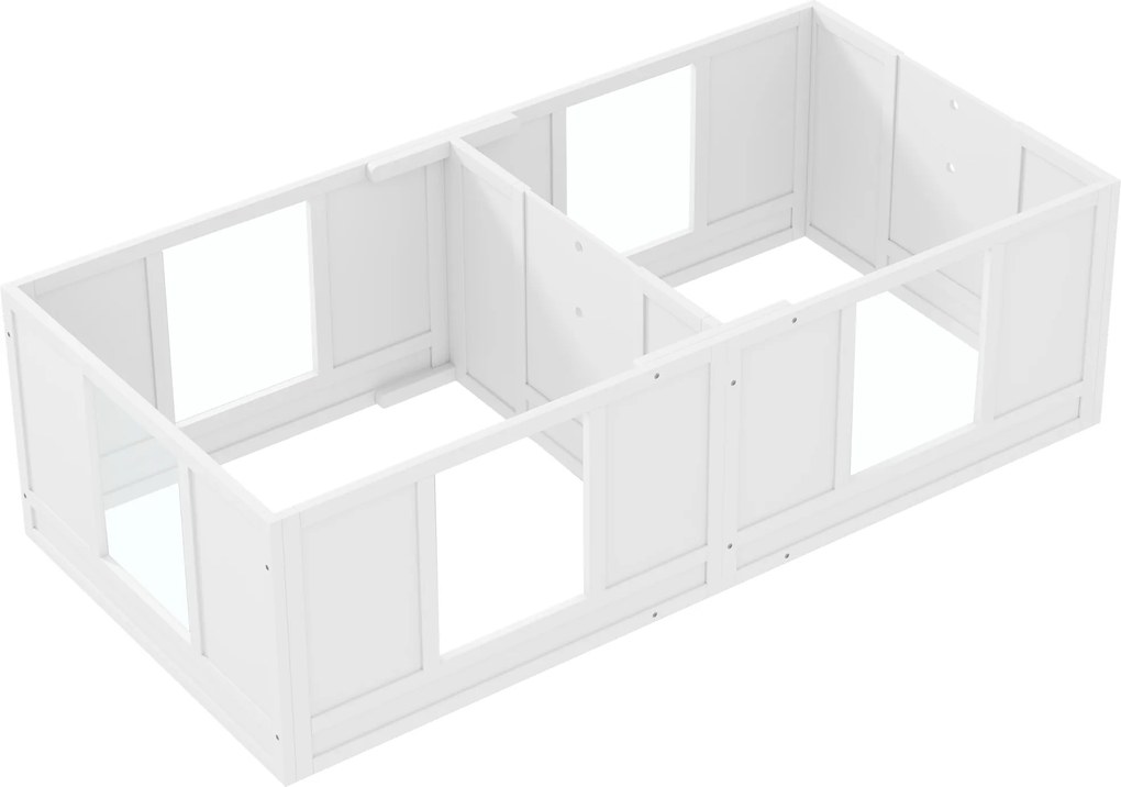 PawHut Cutie pentru căței, cu panouri clare, design în 2 compartimente, pentru câini mici | Aosom Romania