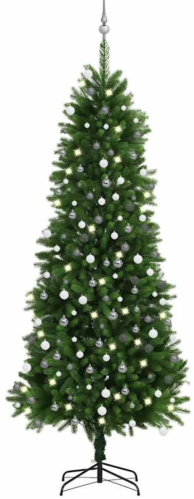 Brad Craciun pre-iluminat artificial set globuri verde 240 cm