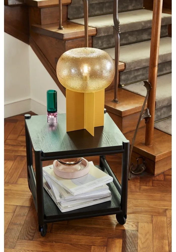 Veioză portocalie cu abajur din sticlă (înălțime 36 cm) Podium – Hübsch