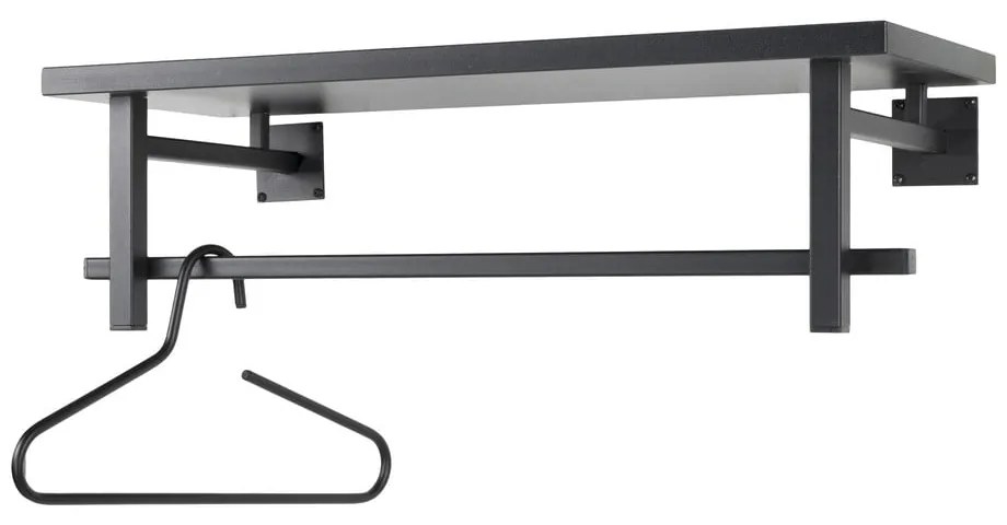 Cuier de perete negru cu raft din metal 76 cm Simplon – Spinder Design