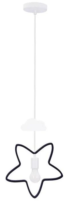 Lustră suspendată pentru copii STARS 1xE27/20W/230V negru/alb