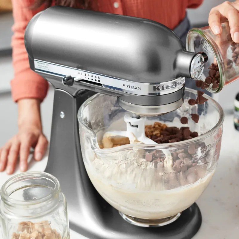 Mixer planetar KitchenAid Artisan Elegance 5KSM125ECU Contour Silver, 300 W, 4,8 l, Transmisie directa, 10 viteze, Argintiu metalizat