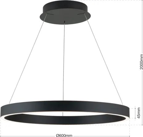 Orion - Lustră LED dimabilă KOLK pe cablu, LED/60W/230V, 2700/3000/4000K, Ø 60 cm, negru