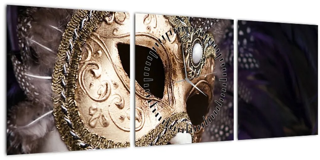 Tablou cu statuie cu masca (cu ceas) (90x30 cm)