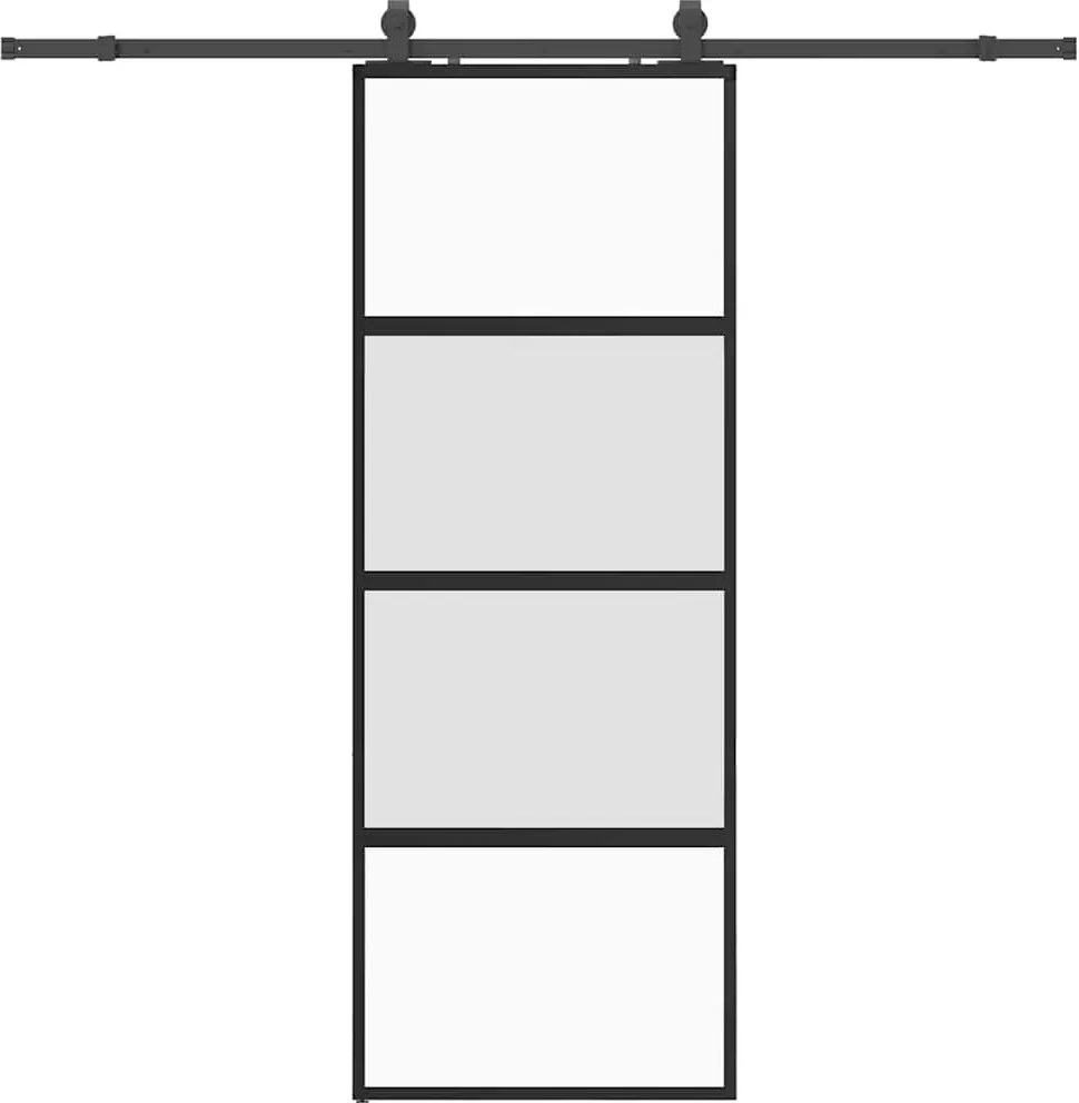 vidaXL Ușă glisantă cu set feronerie neagră 76x205cm sticlă securizată