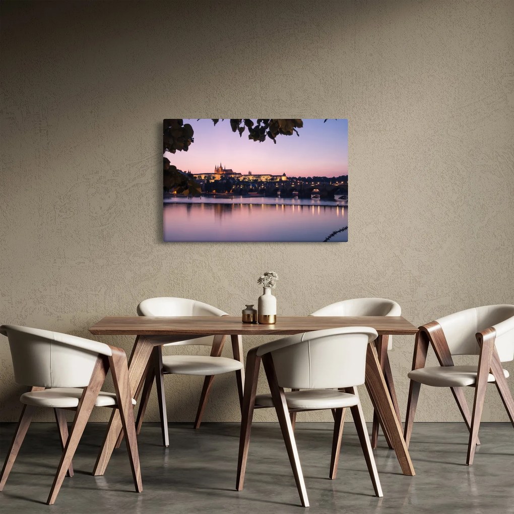Tablou cu palatul din Praga și Vltava (90x60 cm)