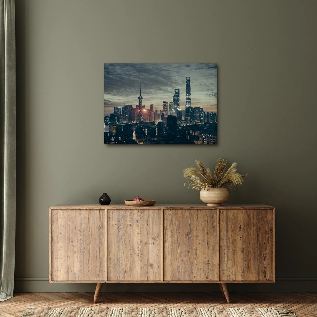 Tablou cu orașul în amurg (70x50 cm)