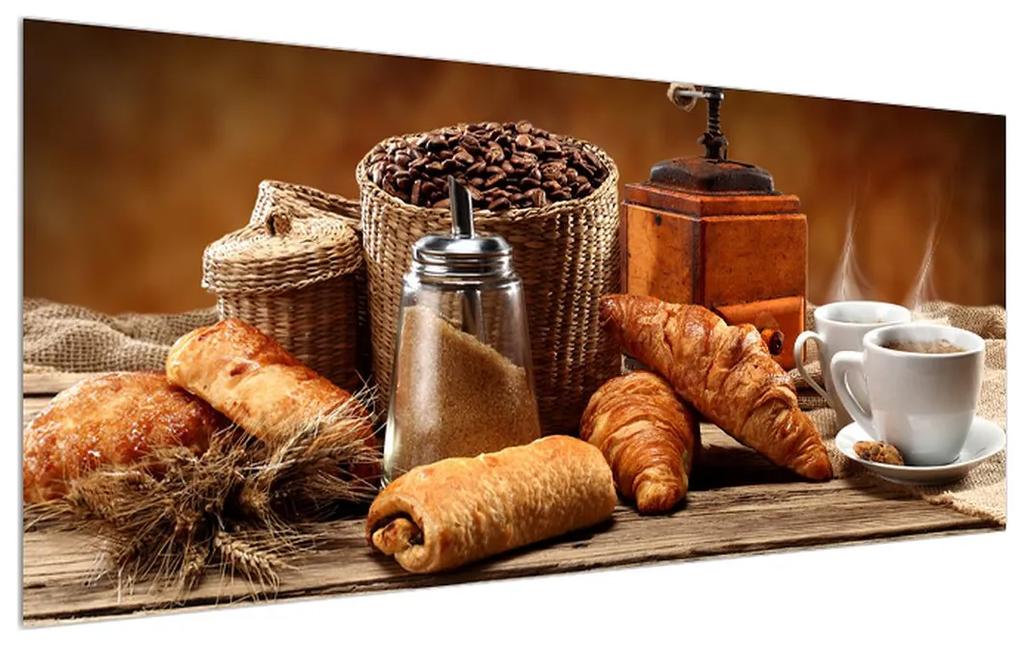 Tablou cu croissant și  cafea (120x50 cm), în 40 de alte dimensiuni noi