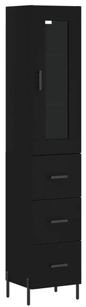 3199242 vidaXL Dulap înalt, negru, 34,5x34x180 cm, lemn prelucrat