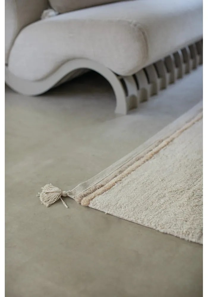 Covor crem lavabil/țesut manual din bumbac 120x160 cm Bloom Natural – Lorena Canals