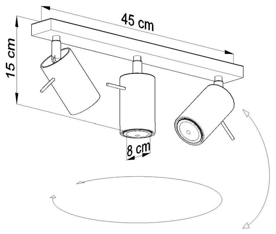 Plafonieră Nice Lamps Etna, lungime 45 cm, gri